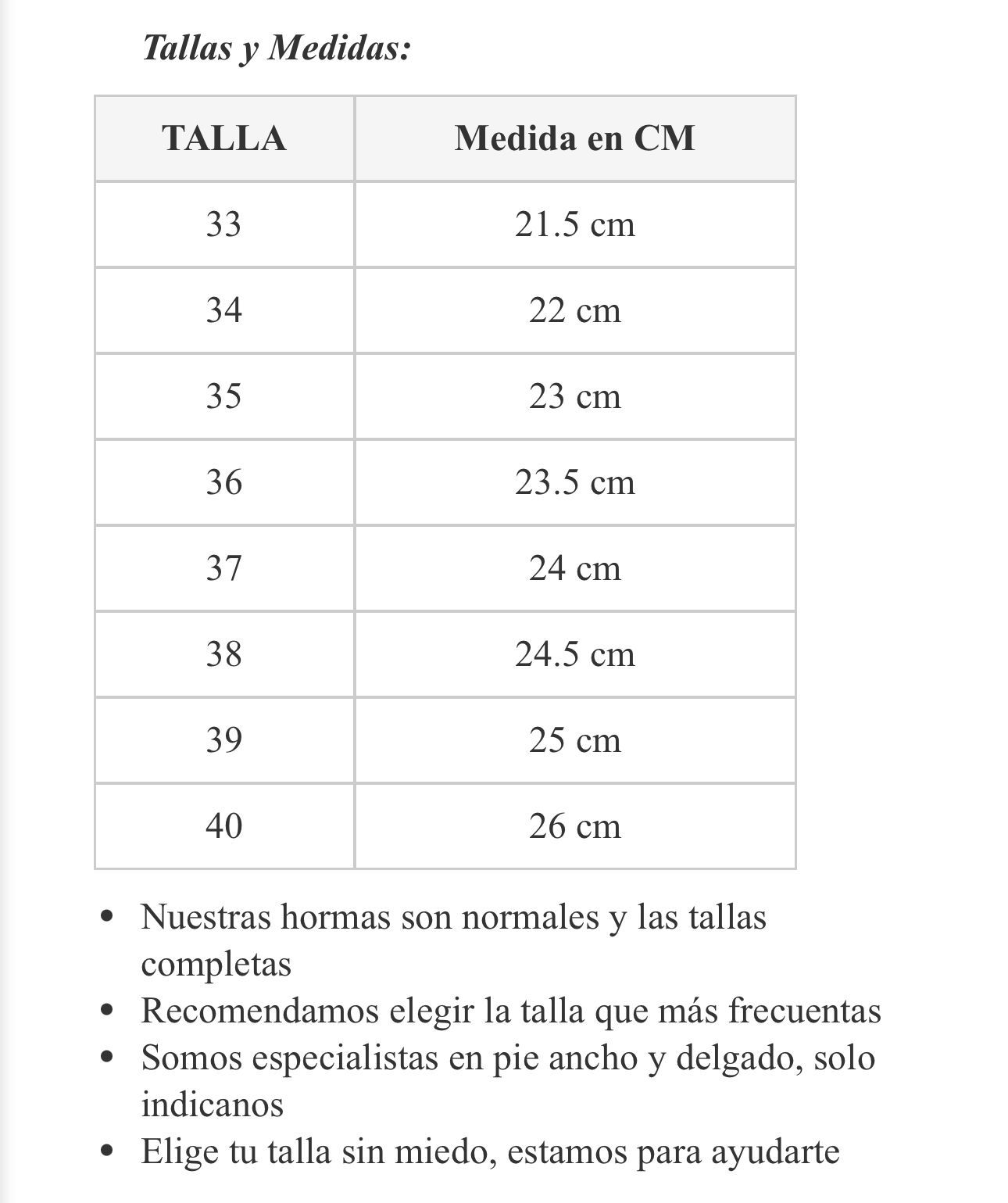 Tabla de alturas
