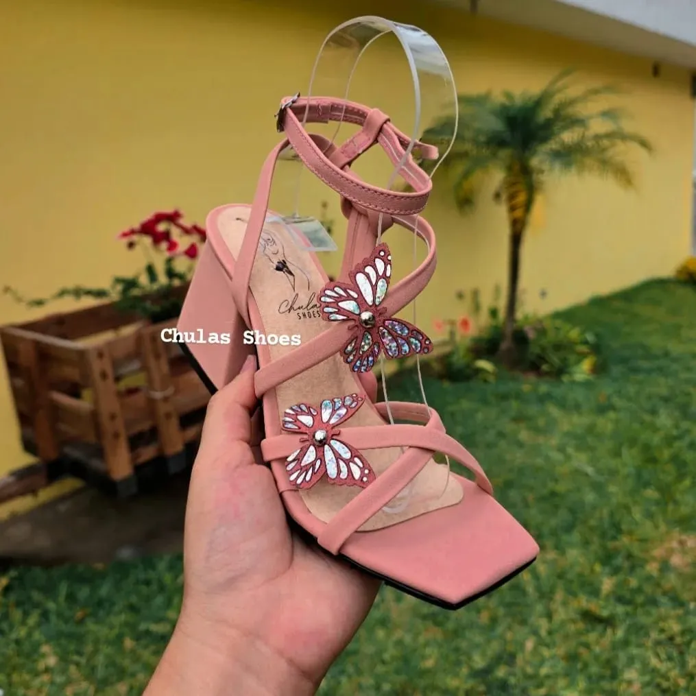 Butterfly Heels Plateado
